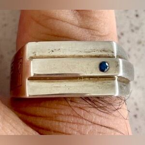 Sterling Silver 925 Ring with Blue Gem. RBC stamped on this massive heavy ring!